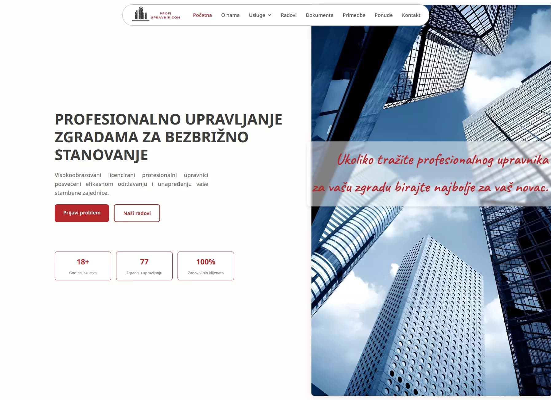 Profi Upravnik – property management platform built by Frida Marketing